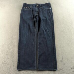 HUGO BOSS Jeans Mens 38 (Fits 36x30) Blue Dark Wash Straight Wide Texas EUC